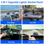 12V 24V Dual USB Fast Charger and Cigarette Lighter Socket Panel