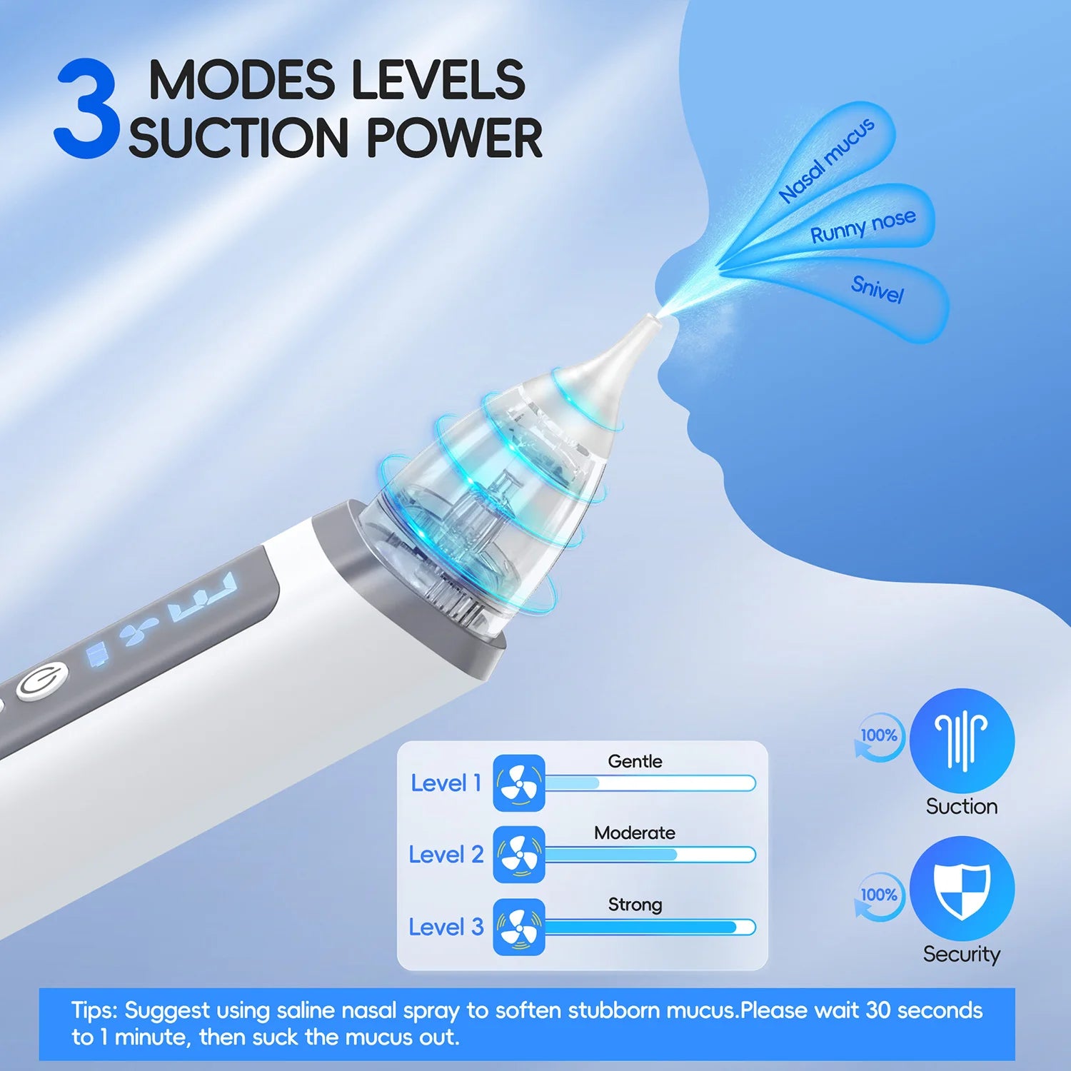 Electric Baby Nasal Aspirator with Music and Adjustable Suction - 3