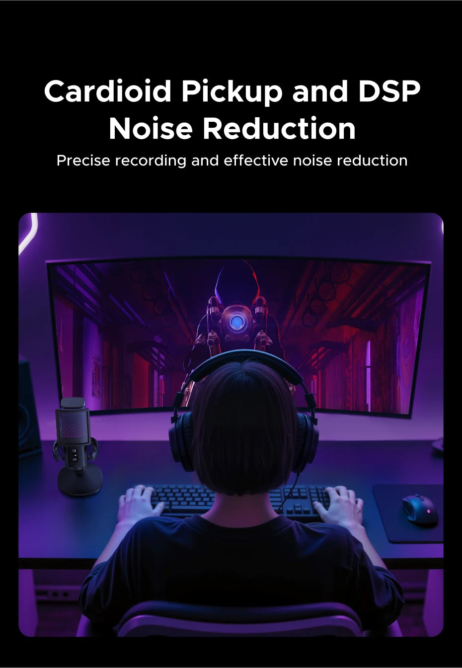 USB Condenser Microphone with RGB Lighting for Gaming and Streaming