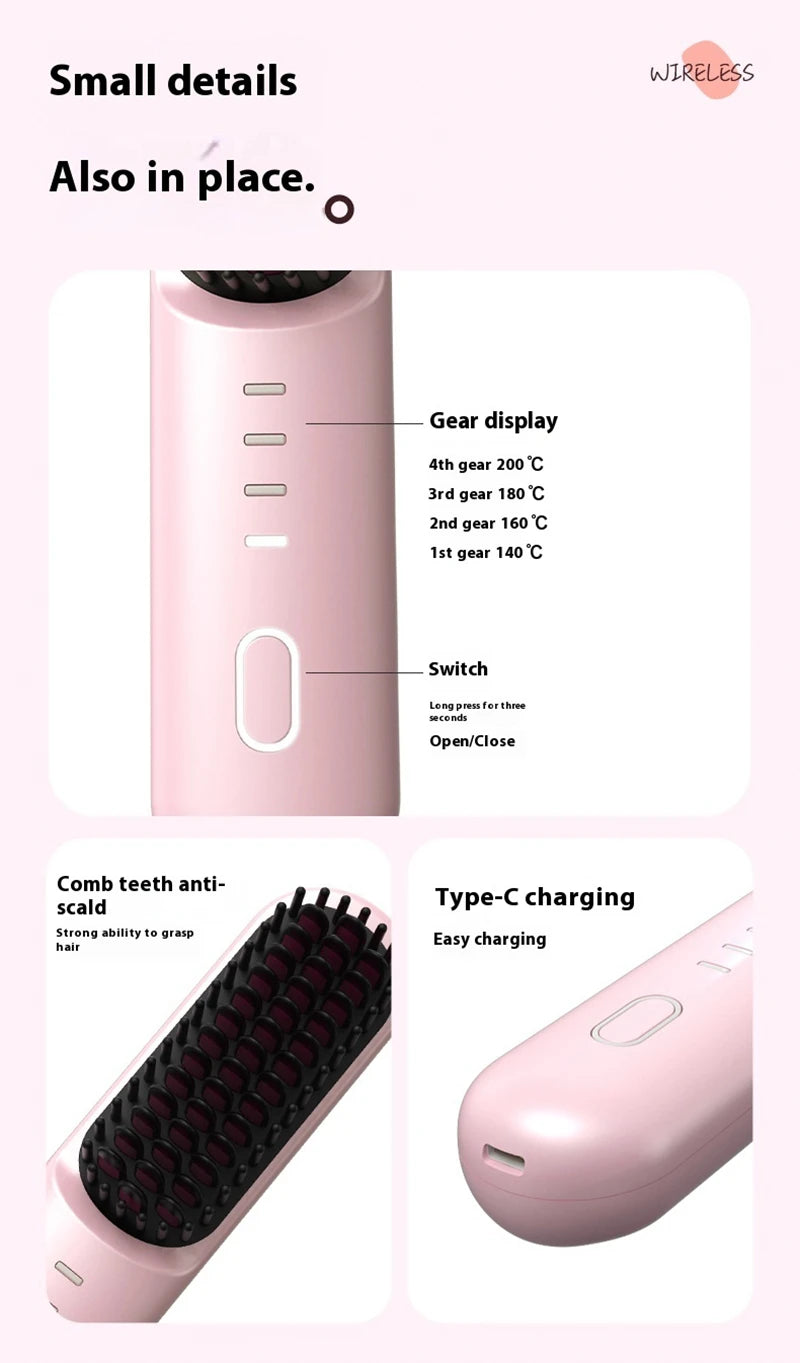 Fast Heating Cordless Hair Straightening Brush - 24