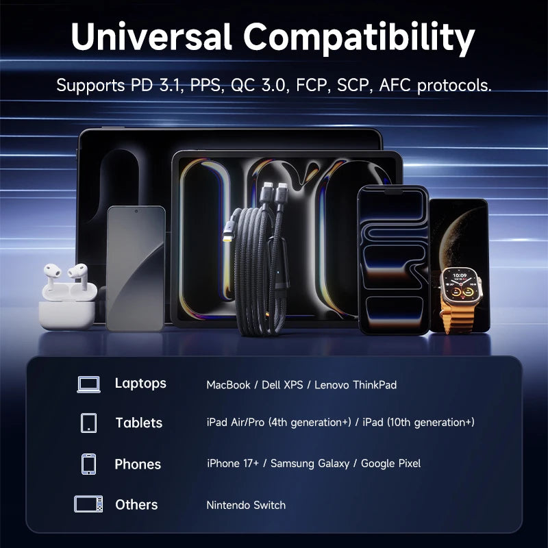 140W 2-in-1 USB-C Fast Charging Data Cable