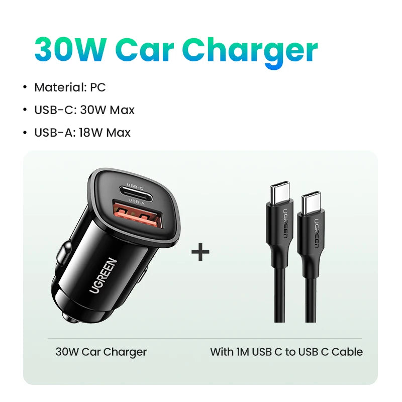 48W Dual Port Fast Car Charger with USB-C and USB-A - 19