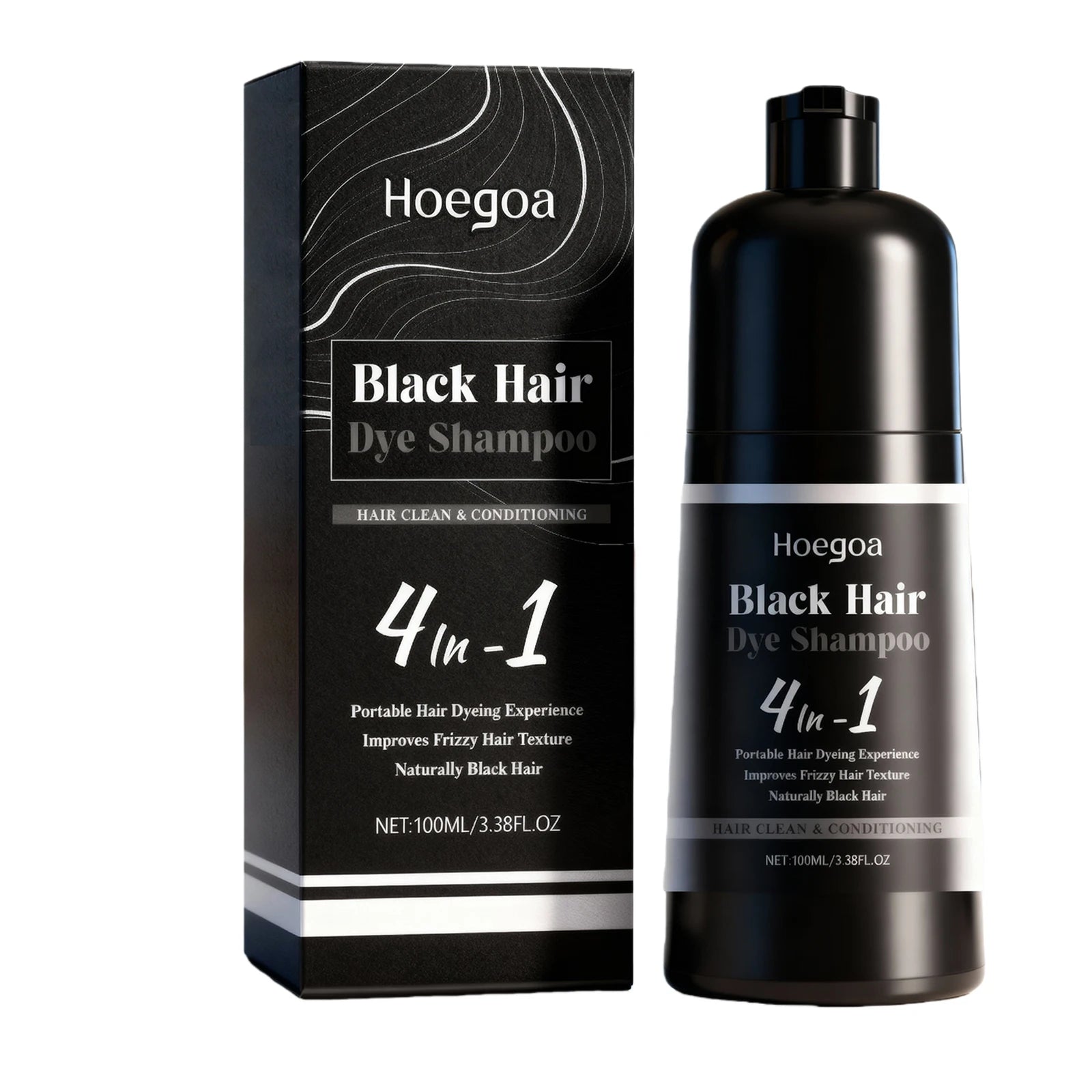 4-in-1 Instant Black Hair Dye Shampoo for Gray Coverage - 7