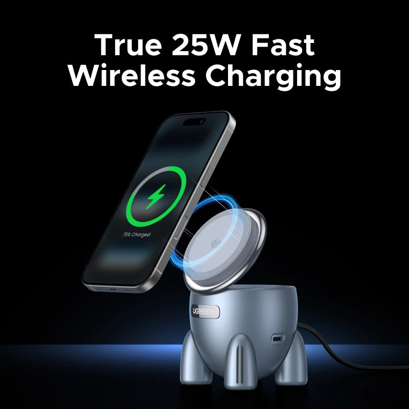 2-in-1 Qi2 Magnetic Wireless Charger for Phones and Earbuds
