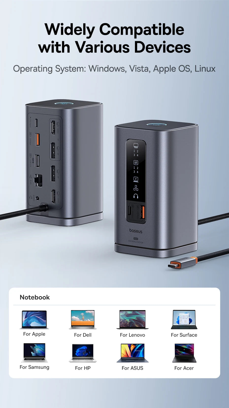 11-in-1 USB-C Triple Display Docking Station 4K 60Hz