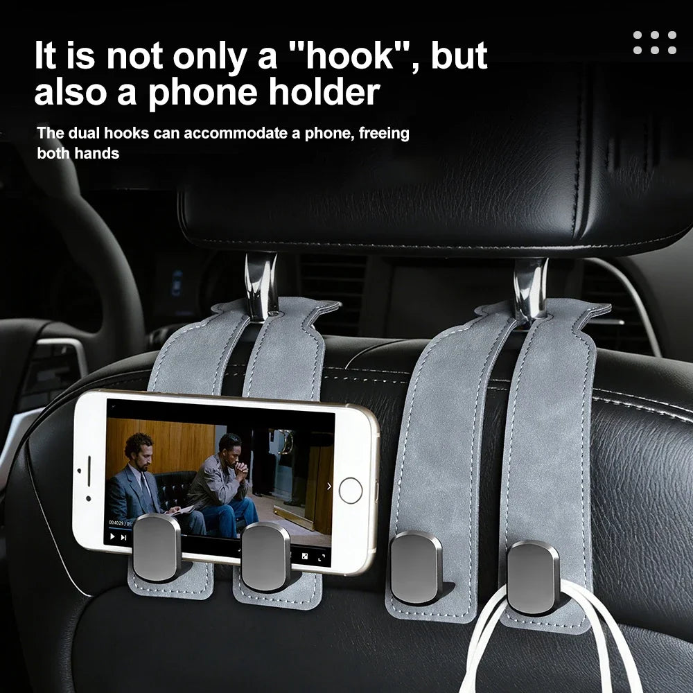 Suede Leather Car Glove Box Hanging Hook for Handbags and Accessories - 9