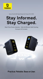 100W GaN Fast Charger with Digital Power Display and Foldable Plug
