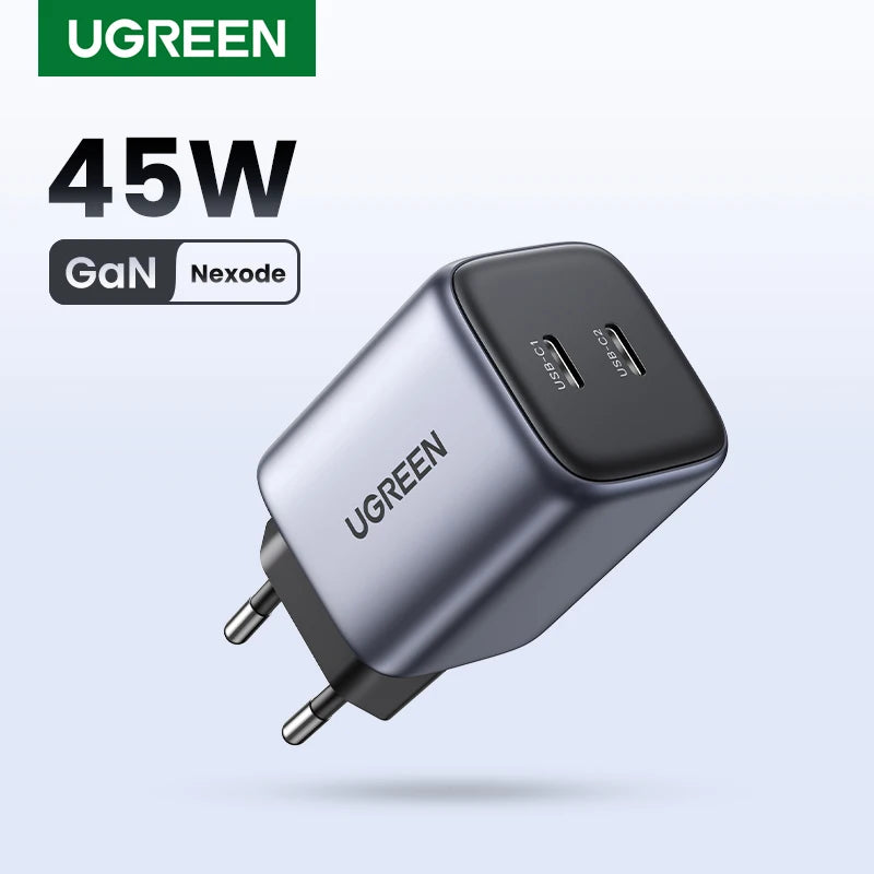 45W Dual USB-C GaN Fast Wall Charger for Smartphones and Tablets