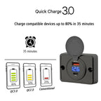 12V 24V Dual USB PD and QC3.0 Fast Charger Socket with LED Voltmeter