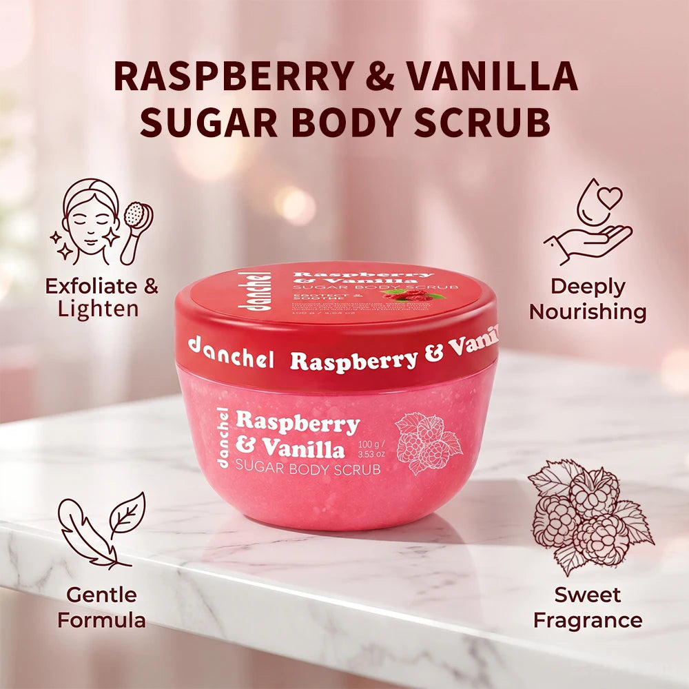 Raspberry Vanilla Sugar Body Scrub for Exfoliation - 3