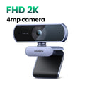 2K Ultra HD USB Webcam with Dual Microphones for Video Calls