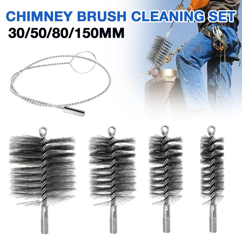 Flexible Steel Wire Chimney and Flue Pipe Cleaning Brush Set - 1