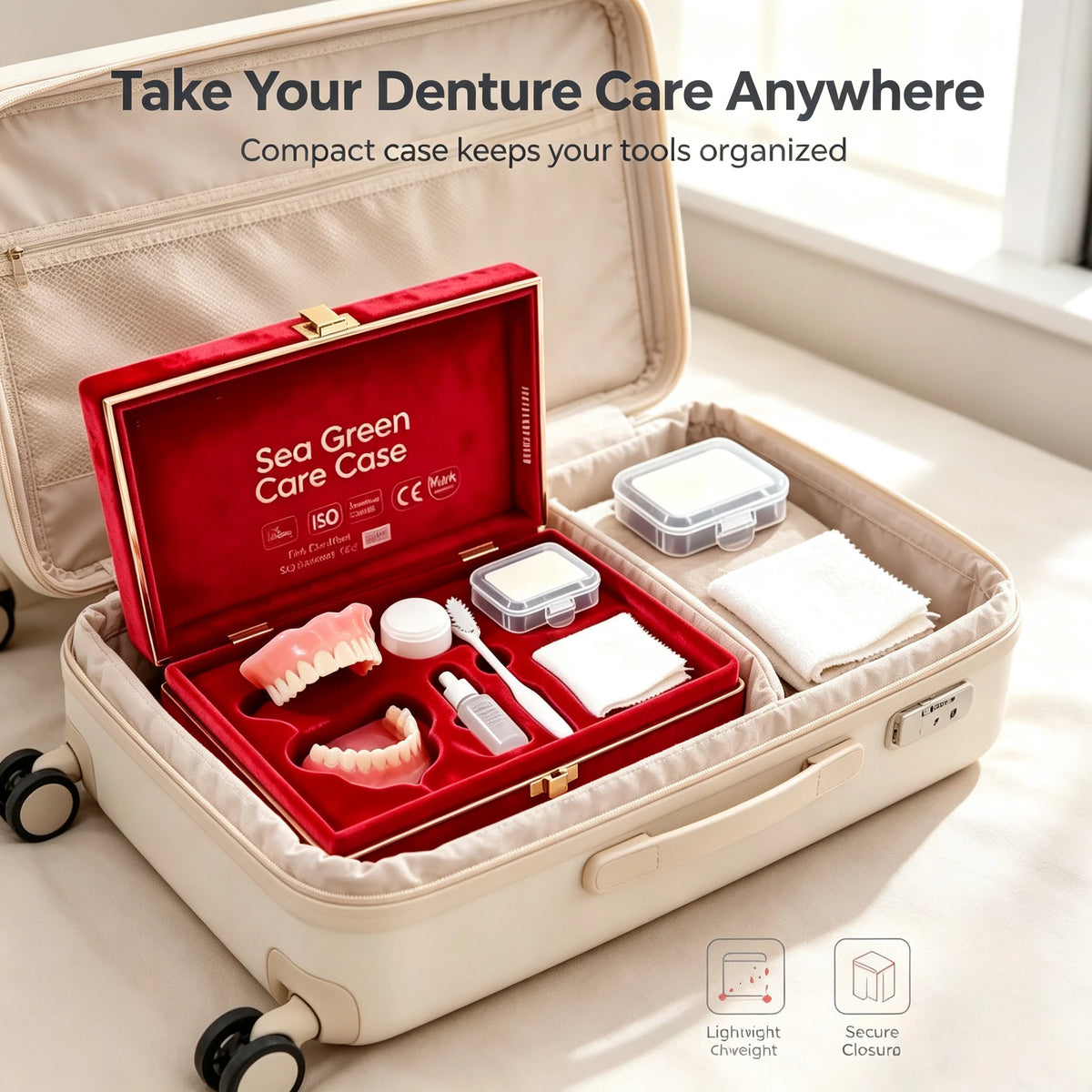 Complete Denture Care Set with Storage Case and Cleaning Tools