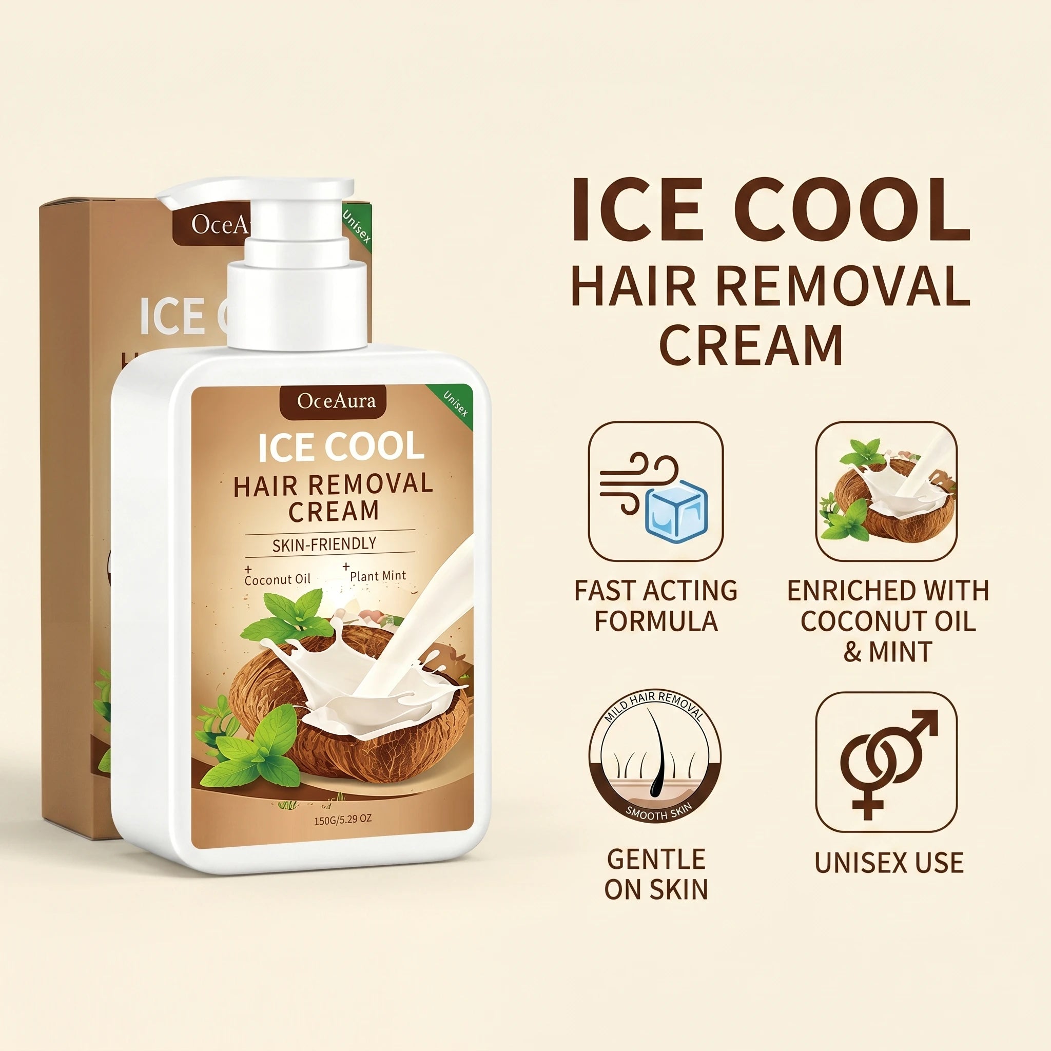 Ice Cool Painless Hair Removal Cream for Face and Body - 12