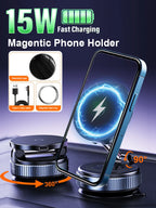 15W Magnetic Wireless Charging Phone Holder with Vacuum Suction Mount