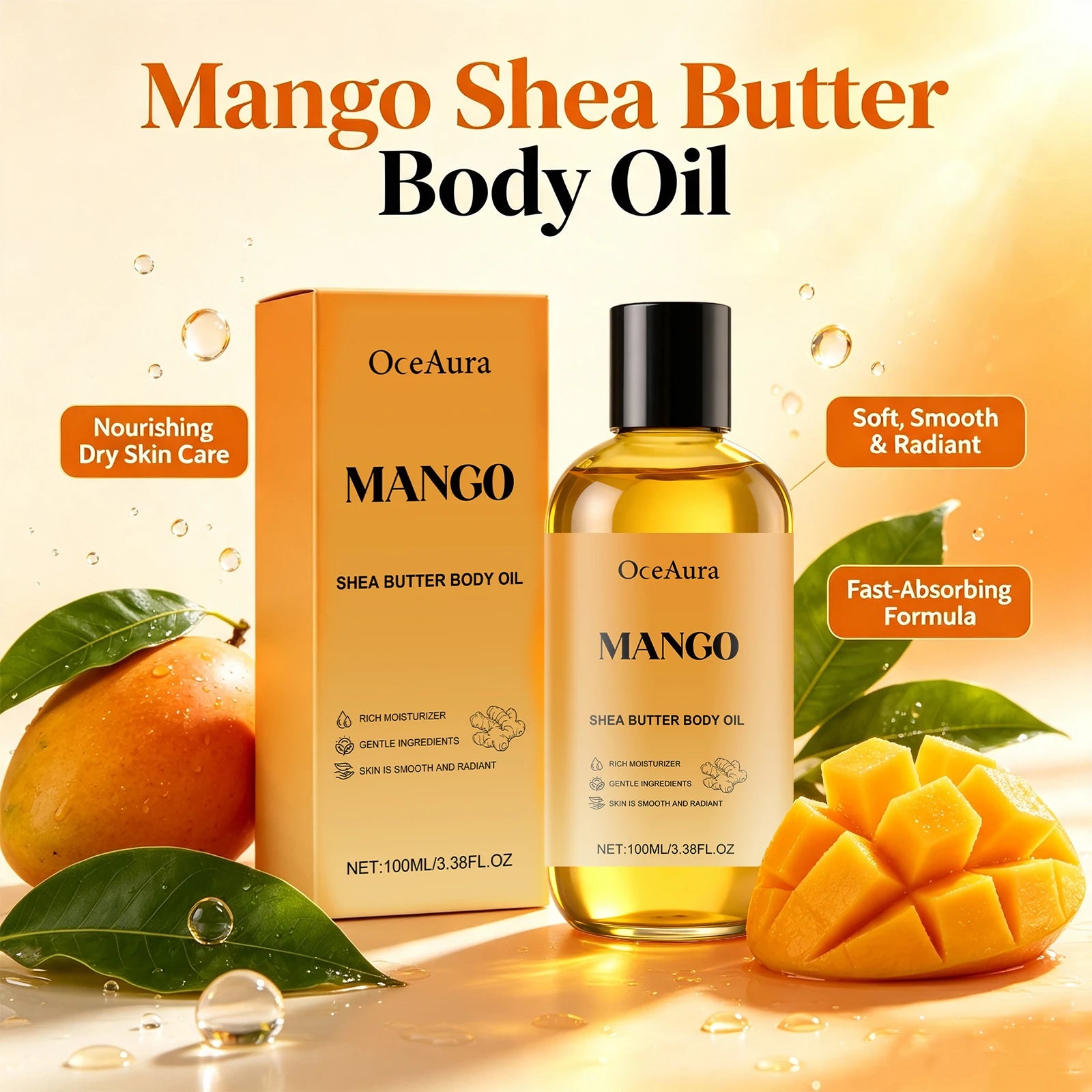 Mango Shea Butter Moisturizing Body Oil for Dry Skin - 2