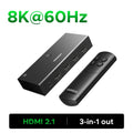 8K 60Hz HDMI 2.1 Switcher 3-in-1 Out with Remote Control
