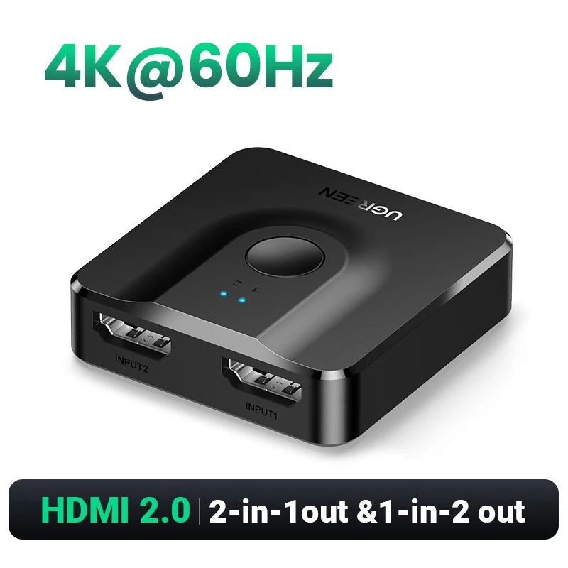 4K 60Hz Bi-Directional HDMI Switcher for Monitors and Gaming Consoles
