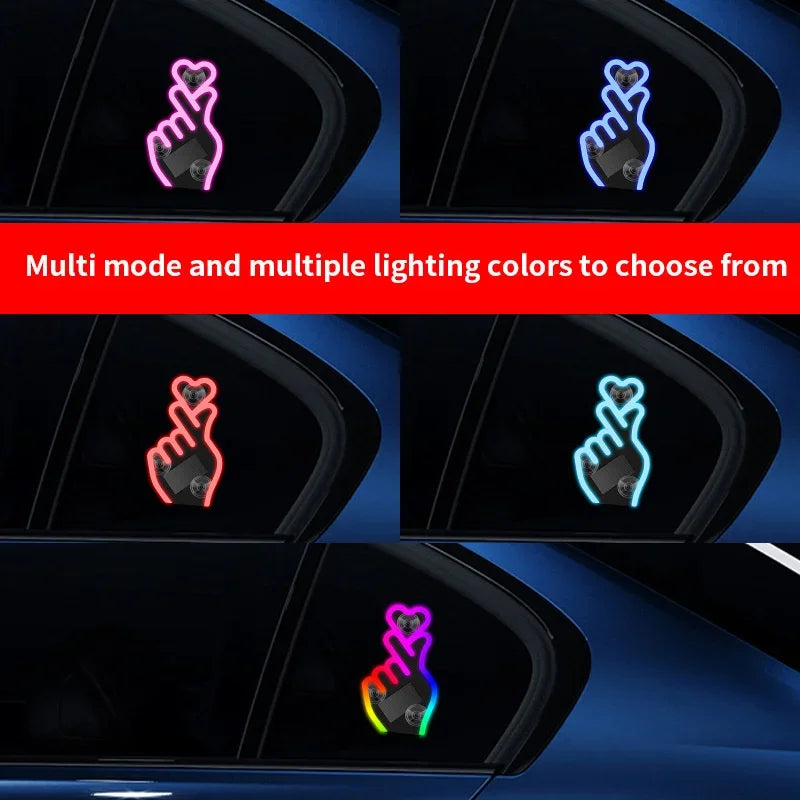 Solar USB Heart Neon LED Car Window Atmosphere Light with Sensors