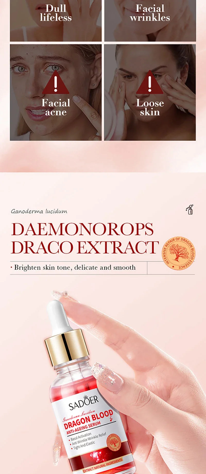Dragon Blood Anti-Aging Face Serum for Skin Firming and Smoothing