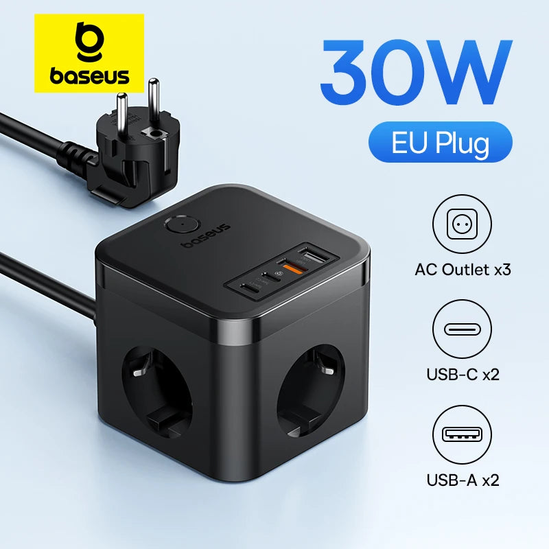 30W Desktop Power Strip with 3 AC Outlets and 4 USB Ports - 1