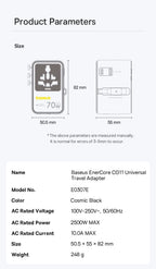 6-in-1 Universal Travel Adapter with 45W Fast Charging and Cable