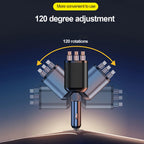 7-in-1 Fast Car Charger with Retractable Cables and Digital Voltmeter