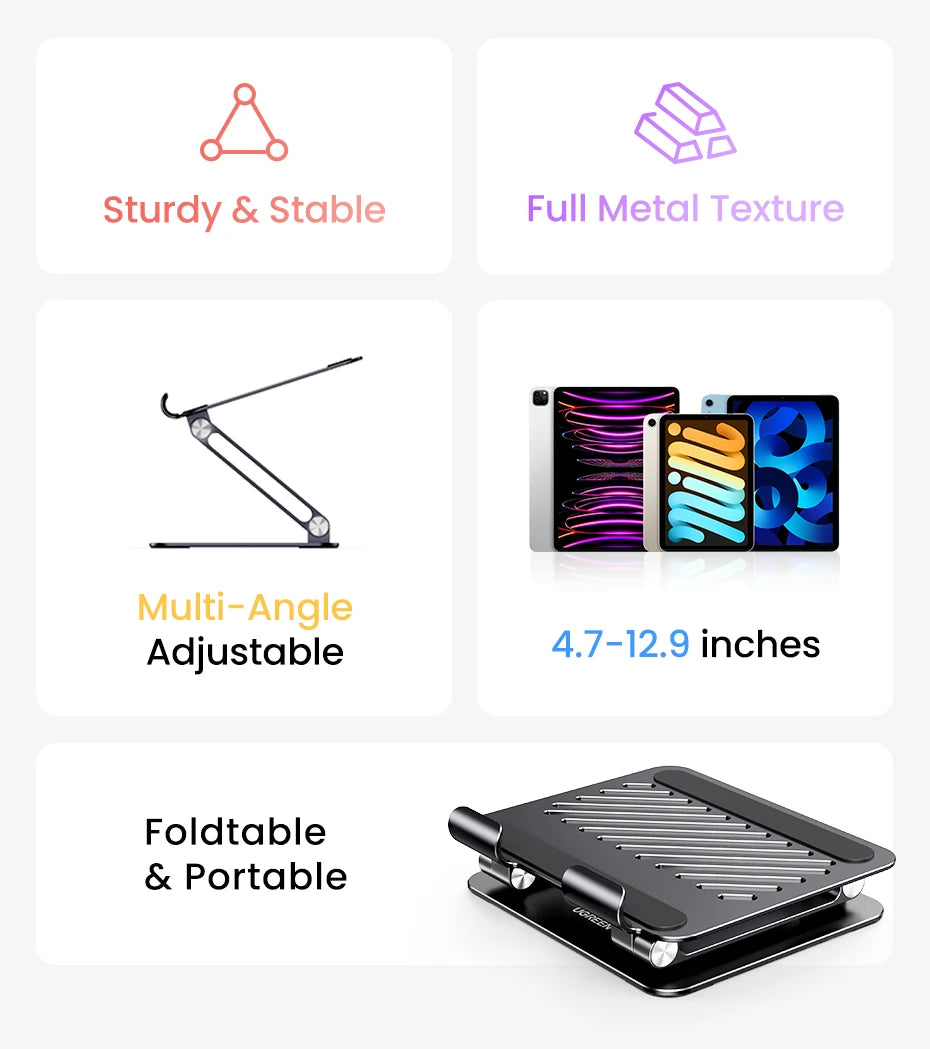 Adjustable Aluminum Tablet and Phone Stand - 8