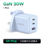 30W GaN Fast Wall Charger with Triple USB Ports