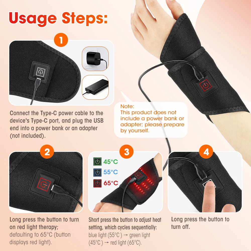 3-in-1 Red Light Therapy Heating Wrap for Ankle Foot and Wrist