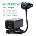 150W Fast Car Charger with 4 USB-C and USB-A Ports