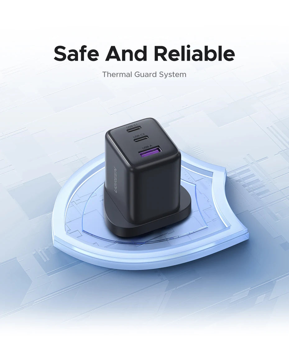 45W GaN Fast Wall Charger with Triple USB-C and USB-A Ports