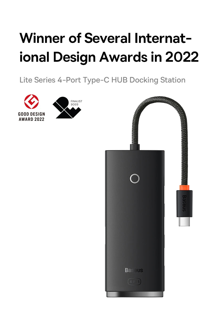 4-in-1 USB-C to USB 3.0 Multi-Port Adapter Hub