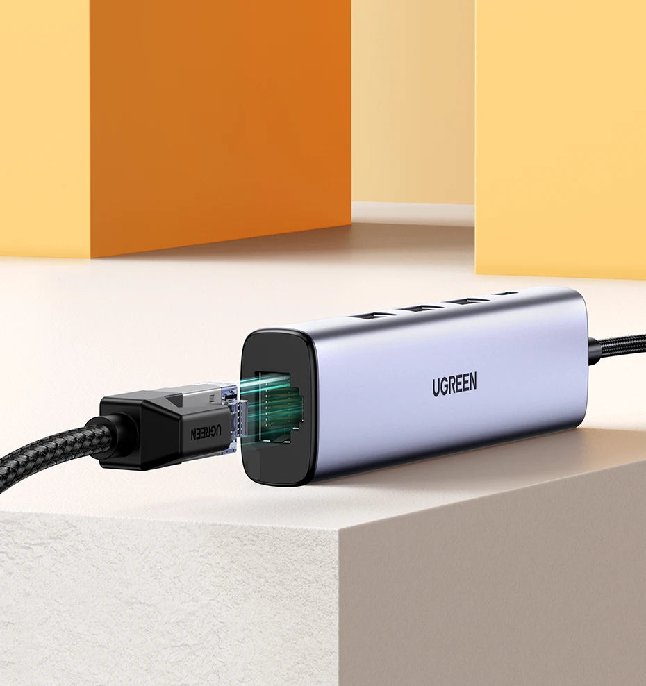 USB 3.0 to Gigabit Ethernet Adapter with 3-Port USB Hub
