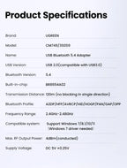 Bluetooth 5.4 USB Adapter for PC Wireless Connectivity