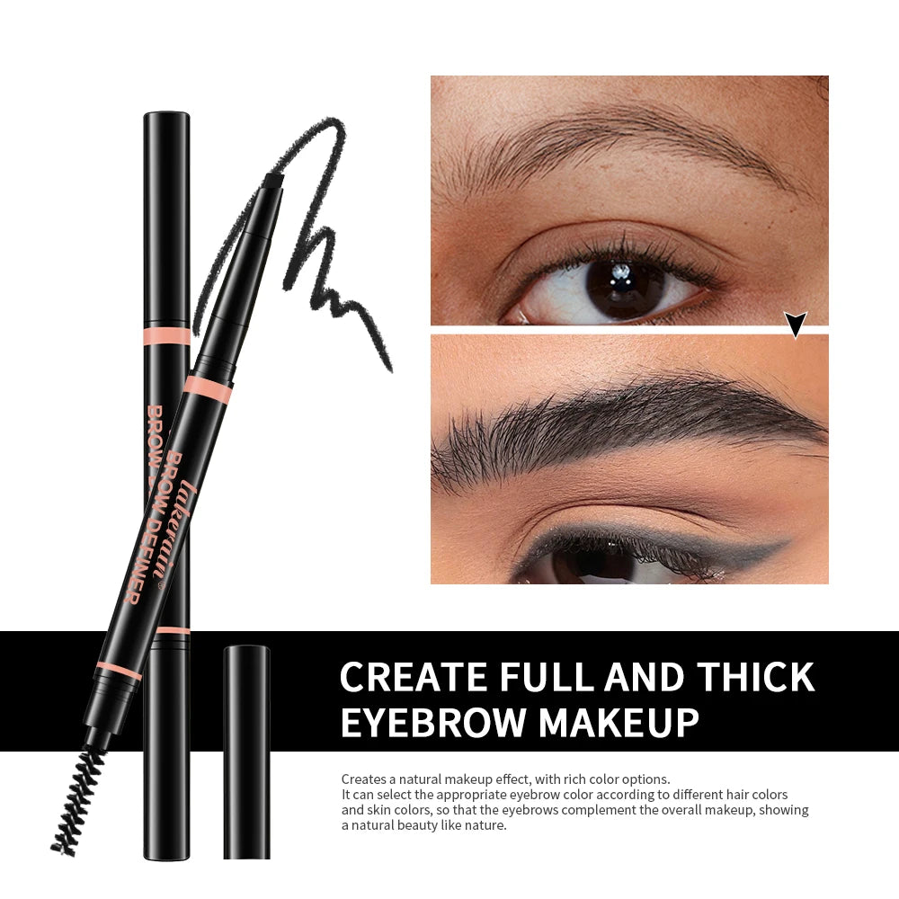 Waterproof Triangular Tip Eyebrow Pencil with Spoolie Brush - 2