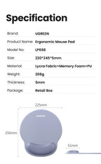 Ergonomic Memory Foam Mouse Pad with Wrist Support
