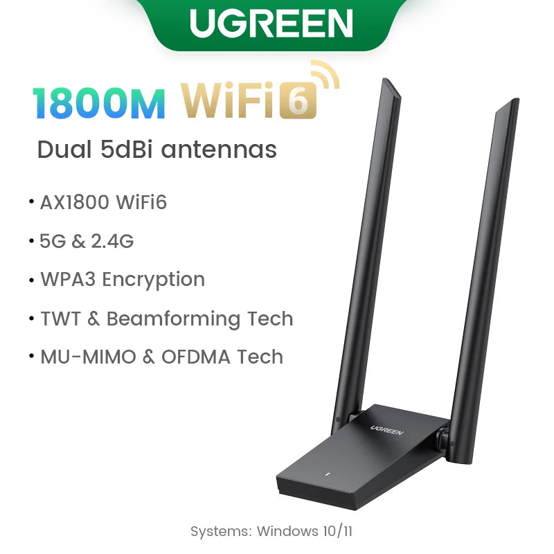 AX1800 Wi-Fi 6 USB 3.0 Dual-Band Wireless Adapter for PC and Laptop