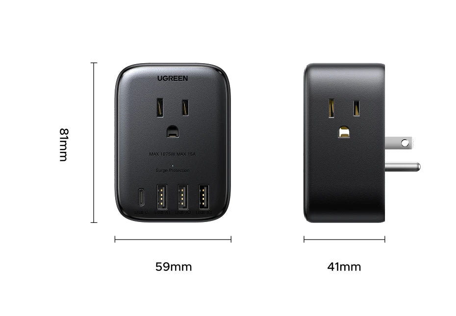 20W Outlet Extender with 4 AC Outlets and 4 USB Charging Ports