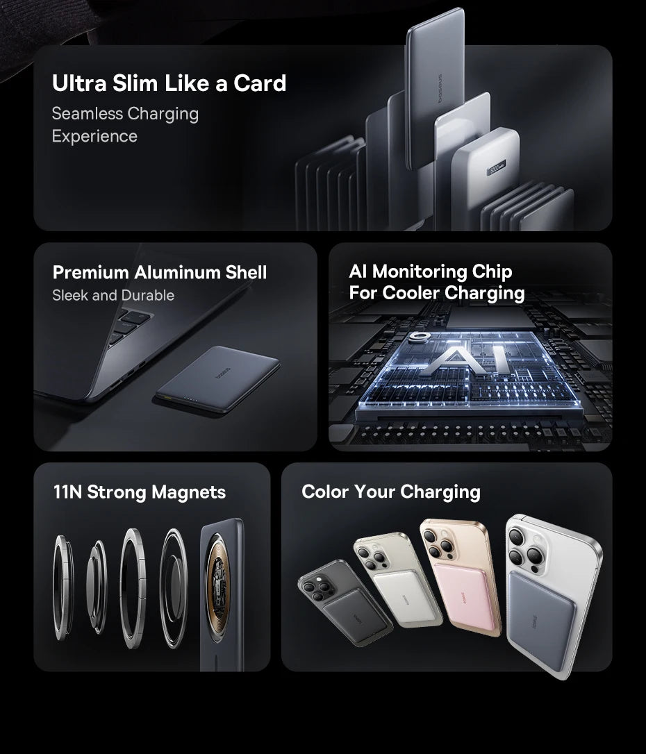 5000mAh Magnetic Wireless Power Bank for Smartphone Fast Charging
