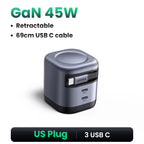 45W GaN Fast Wall Charger with Retractable USB-C Cable