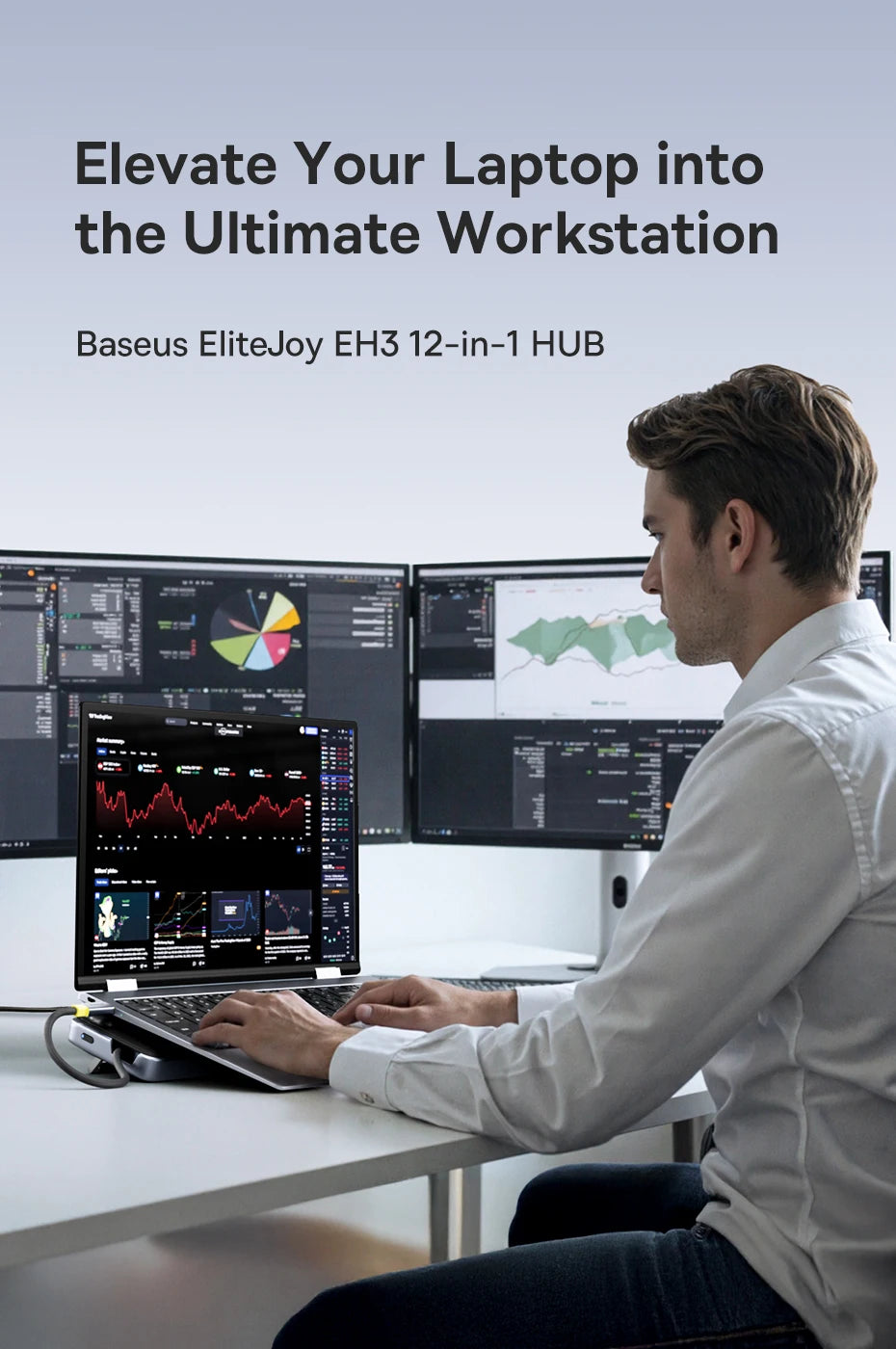 12-in-1 USB-C Triple Display Docking Station with Laptop Stand