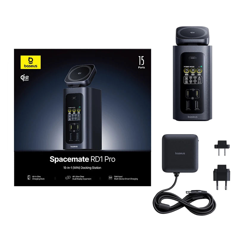 15-in-1 USB-C Docking Station with 25W Wireless Charger