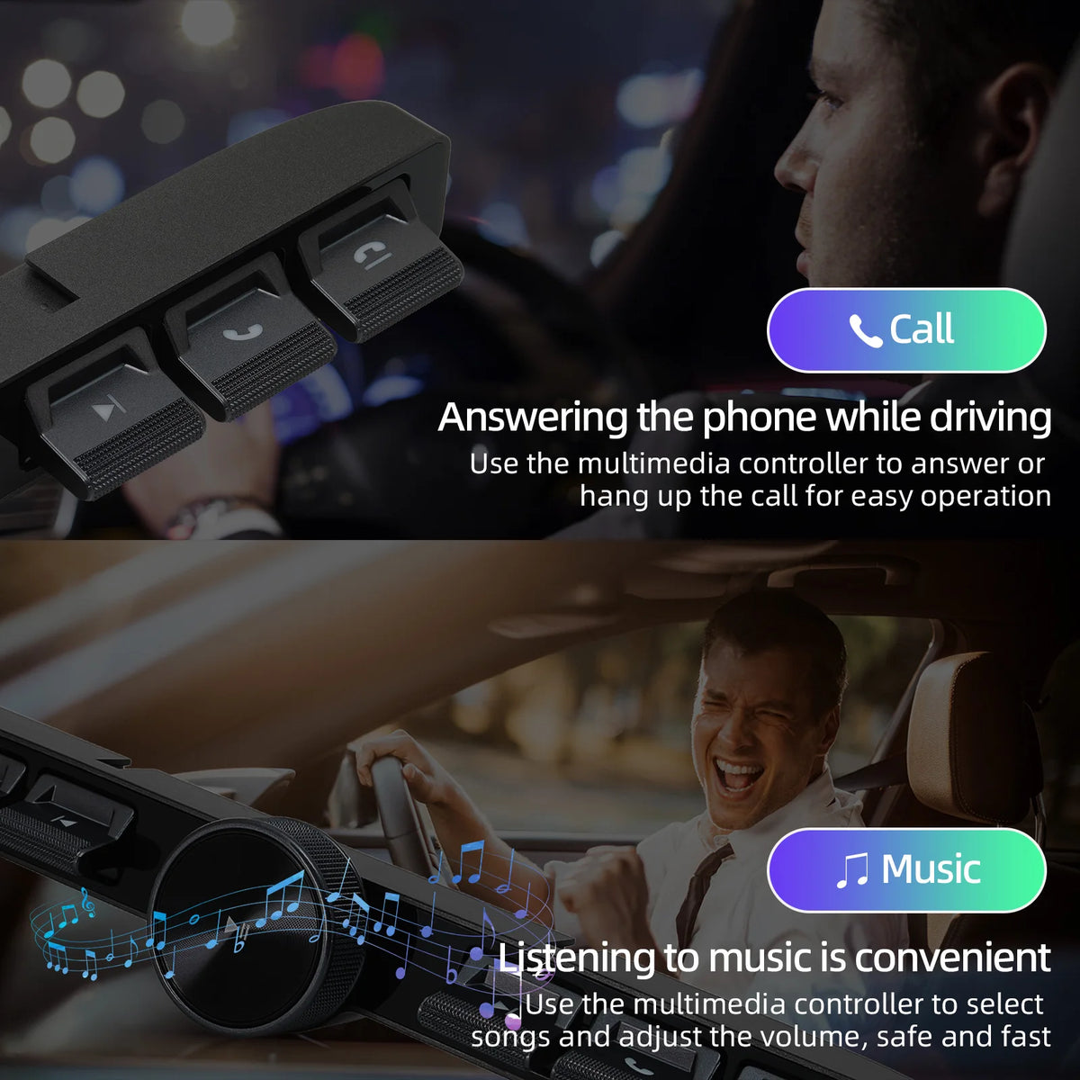 Wireless Multimedia Steering Wheel Control Button for Car Navigation