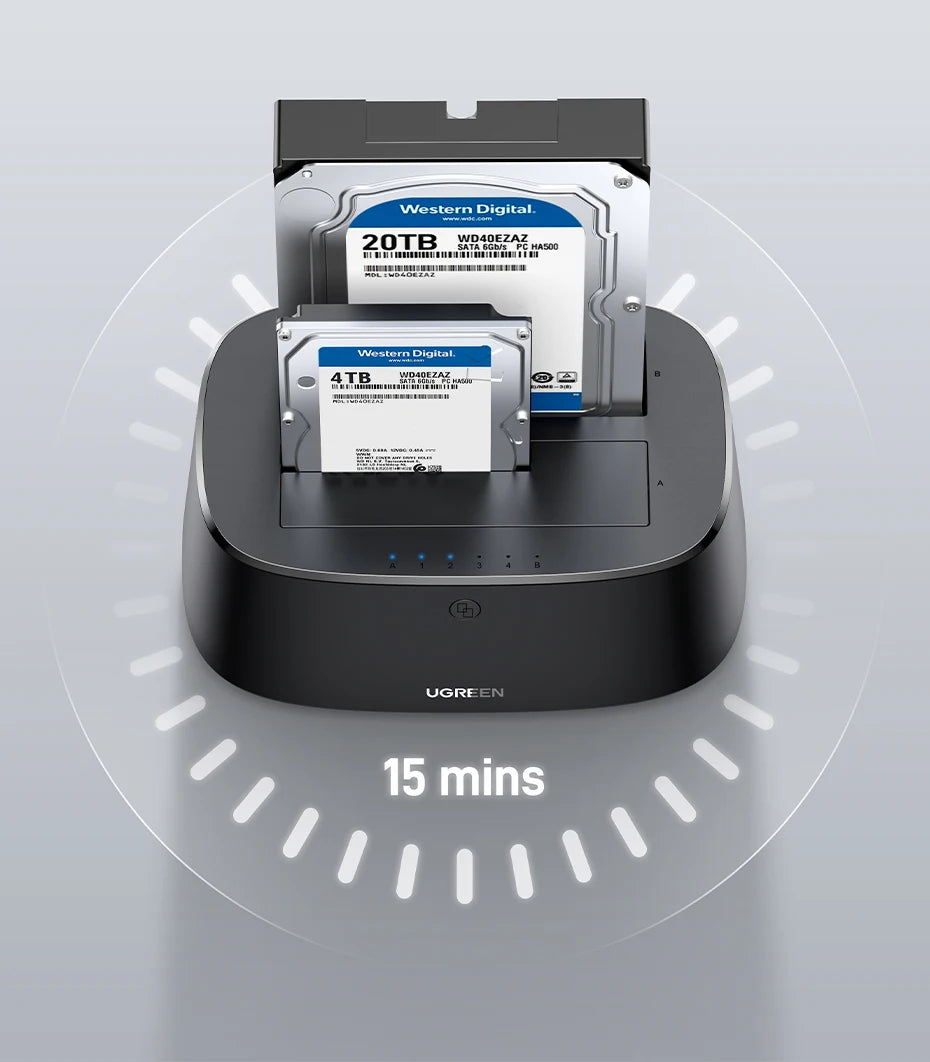 Dual-Bay Hard Drive Docking Station for 2.5/3.5 Inch SATA HDD SSD
