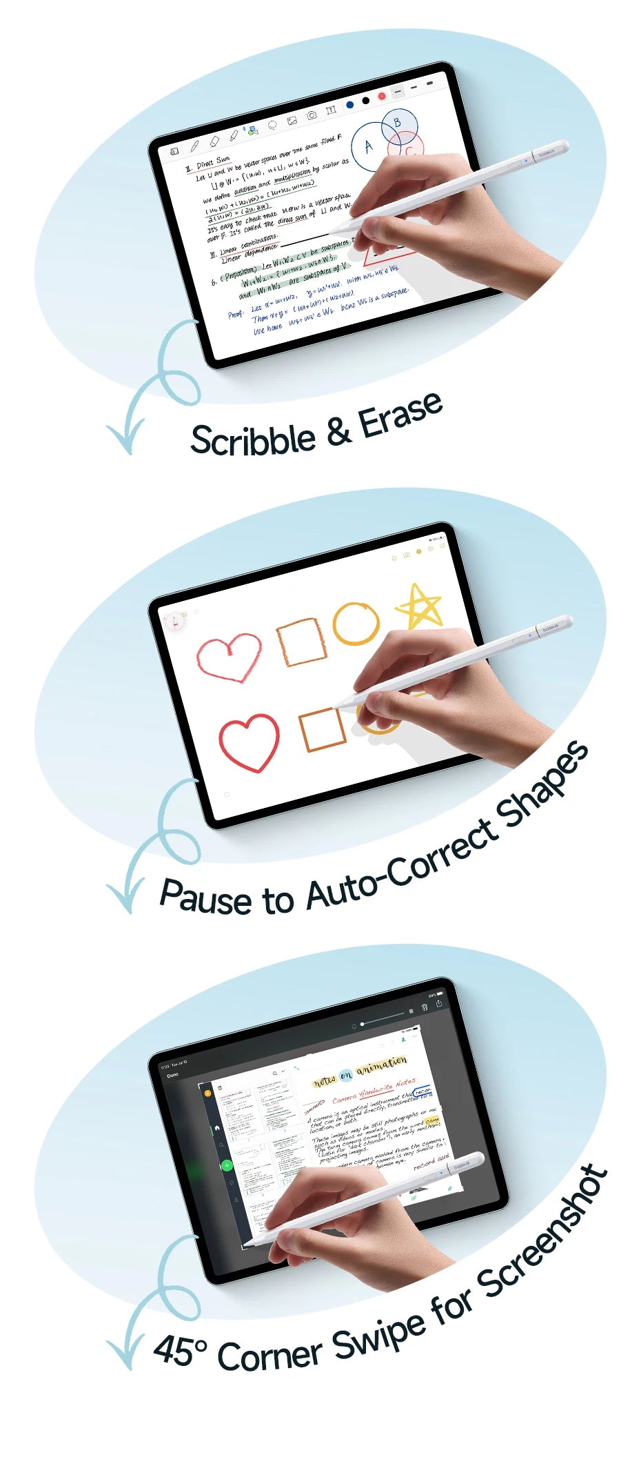 Bluetooth Stylus Pen for iPad with Palm Rejection and Tilt Sensitivity
