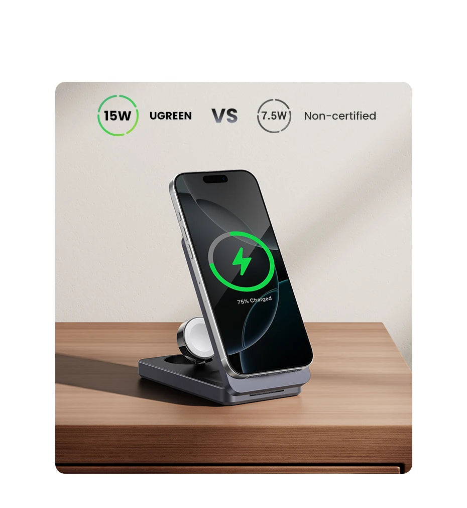 3-in-1 Magnetic Wireless Charging Stand for iPhone and Apple Watch