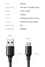 USB-A to USB-C 3A Fast Charging and Data Sync Cable