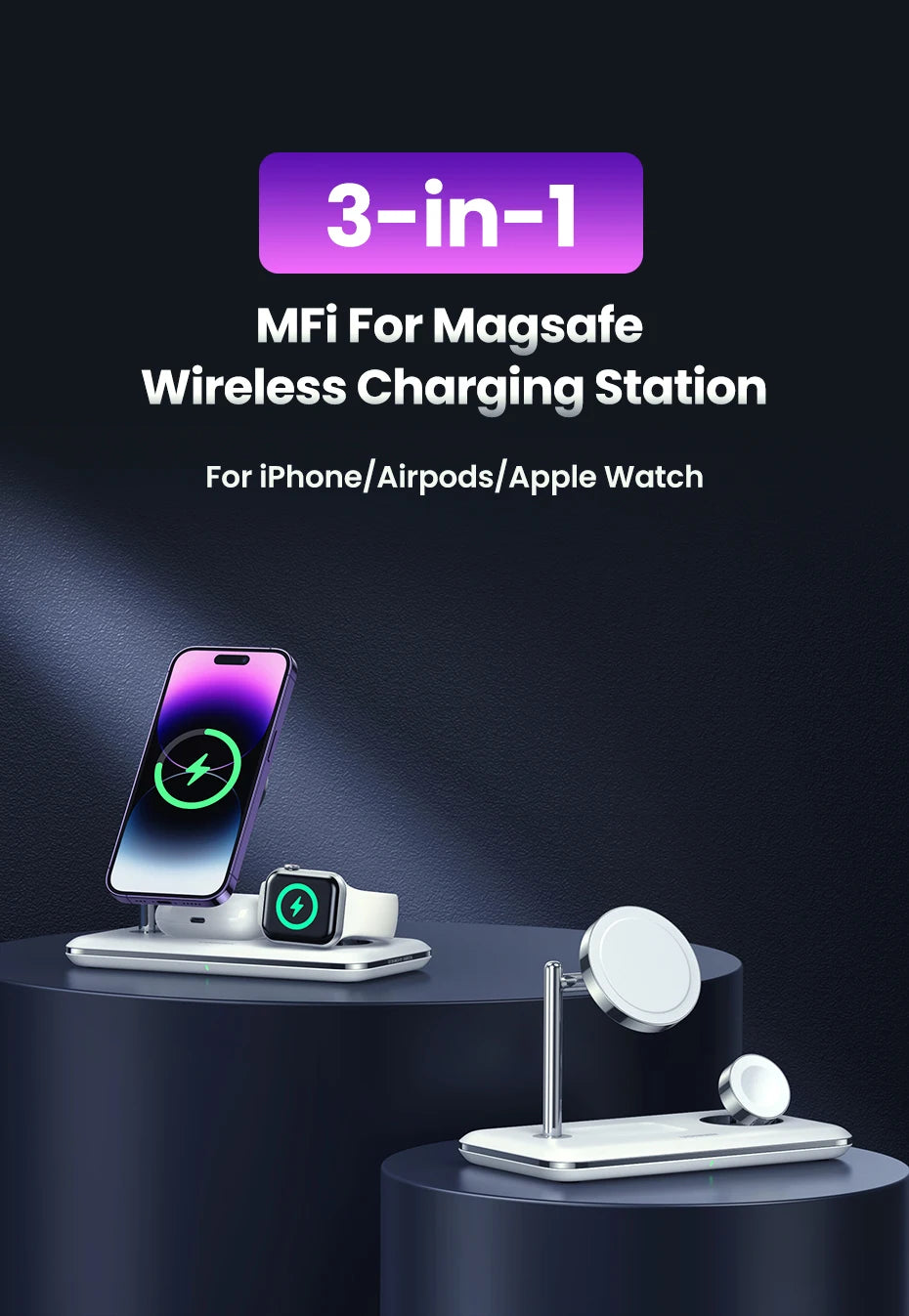 3-in-1 Magnetic Wireless Charging Station for iPhone and Apple Watch - 8