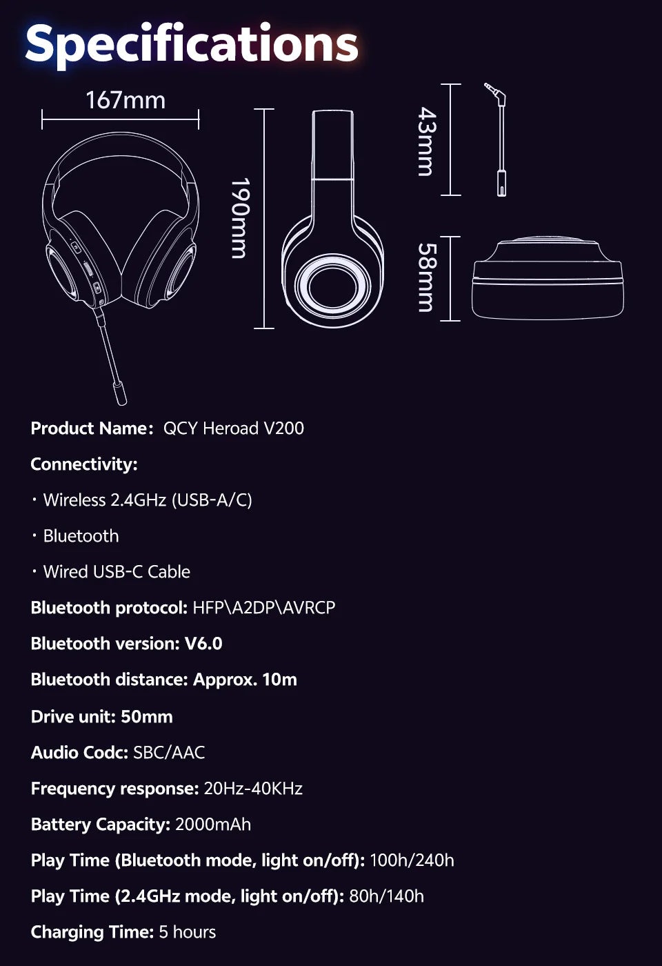 Wireless Gaming Headset with 7.1 Surround Sound and Bluetooth 6.0 - 23